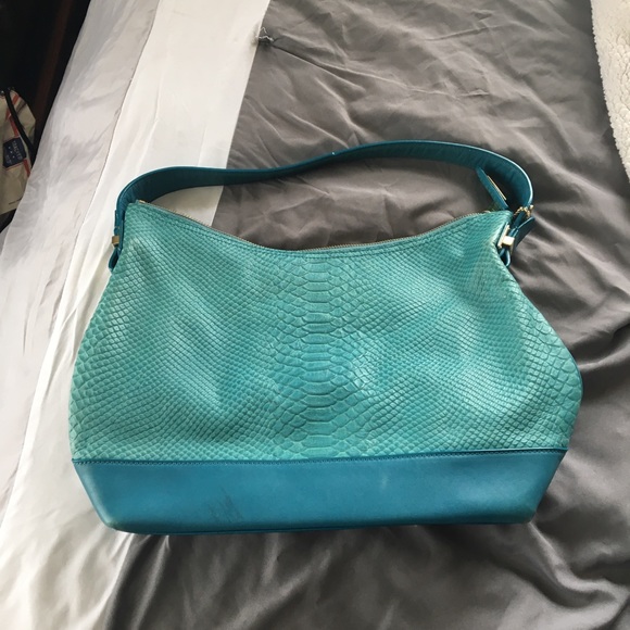Cole Haan Turquoise Leather Snake Purse - Picture 1 of 3